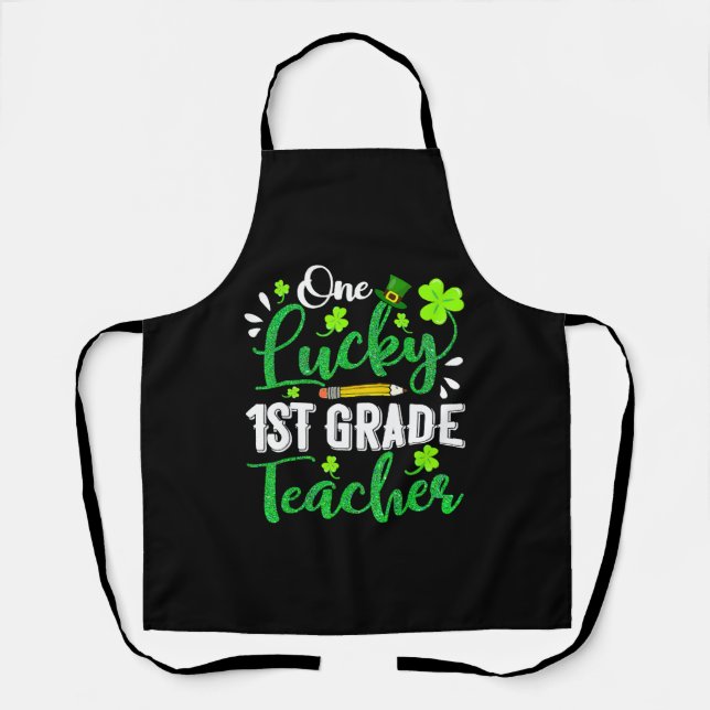 Tablier Un Lucky 1ère année enseignant Shamrock crayon St  (Recto)