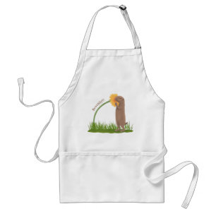 Tablier Un mignon chien de prairie reniflant la caricature