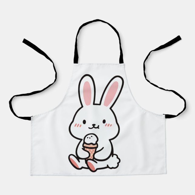 Tablier un mignon lapin avec de la glace (Recto)