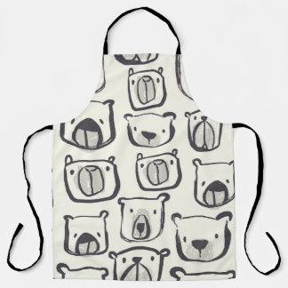 Tablier Un mignon ours, un motif sans couture dessiné à la