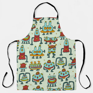 Tablier Un motif de robots - aliens. illustration. 