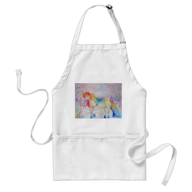 Tablier Unicorn Aquarelle Peinture Art Kitchen Apron (Devant)