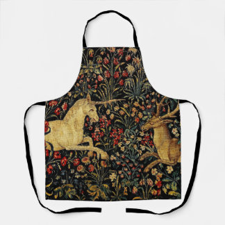 Tablier Unicorne médiévale Midnight Floral Garden