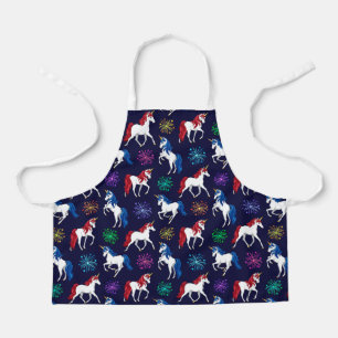 Tablier Unicornes Bleues Blancs Patriotique Américain