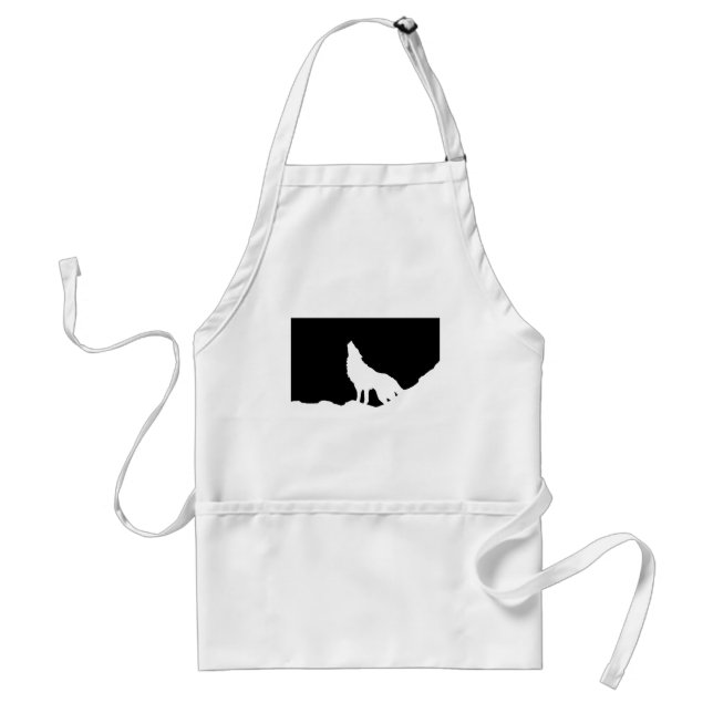 Tablier Unique Noir & Blanc Pop Art Wolf Silhouette (Devant)