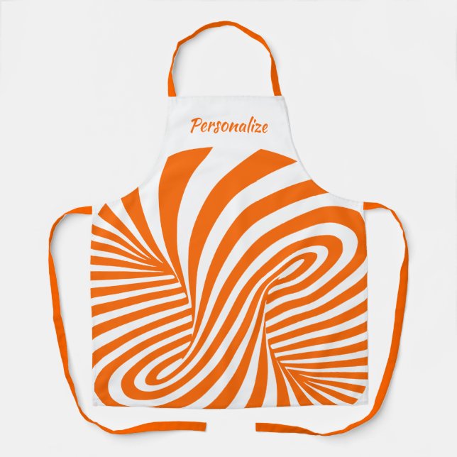 Tablier Unique Orange Illusion Optique Femmes Cuisine (Recto)