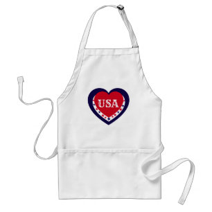Tablier USA Patriotique Rouge Blanc Bleu Coeur Festif Juil