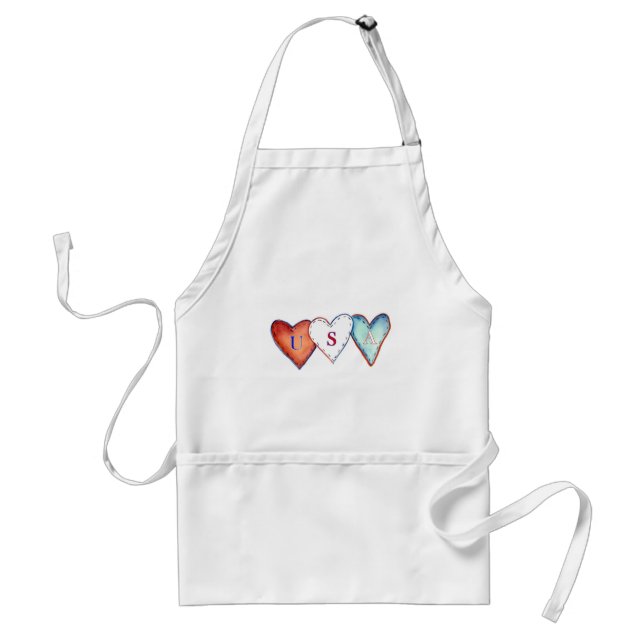 Tablier USA Red, White, & Blue American Pride Hearts Apron (Devant)