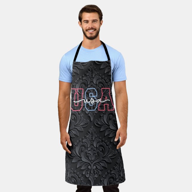Tablier USA Text 4th Of July Design-62118 (Porté)