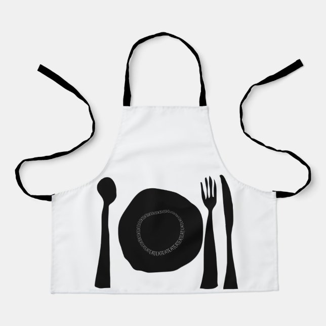 Tablier Ustensiles de cuisine noir Art (Recto)