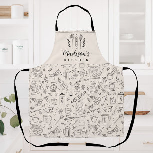 Tablier Ustensiles de cuisine personnalisés dessinés à la