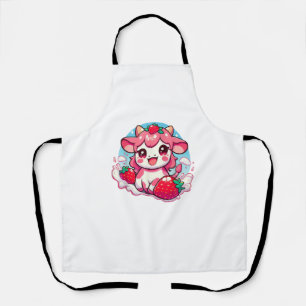 Tablier Vache de fraise Kawaii Anime Lait de fraise _3