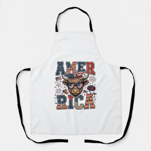 Tablier Vache écossaise patriotique Amérique Chemise 4 jui