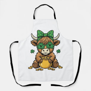 Tablier Vache Highland St Patrick Pot d'Or Art Vintage_1