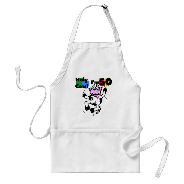 Tablier Vache sainte je suis 50 T-shirts et cadeaux (Devant)