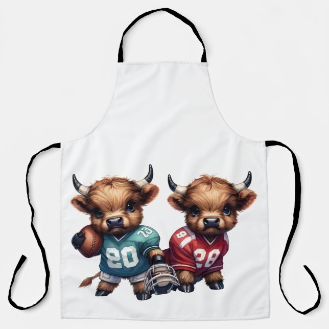 Tablier Vaches Highland et football (Recto)