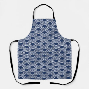 Tablier vagues bleues abstraites de style chinois