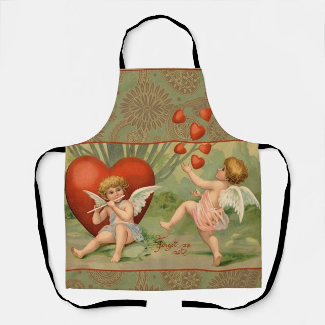 Tablier Valentine Cupids Love Antique Vintage (Recto)