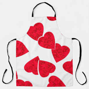 Tablier Valentines invisibles Jour coeur rouge blanc motif