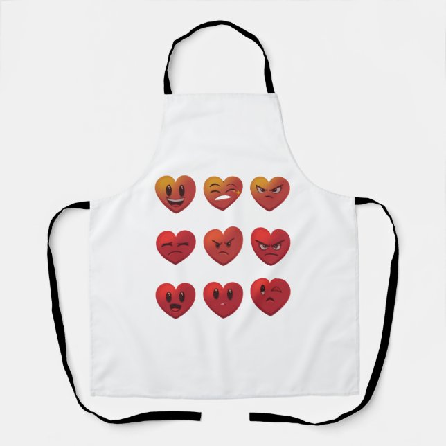 Tablier Valentines Jour Silly Visages Coeurs Drôle (Recto)