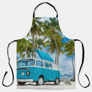 Tablier Van bleu et blanc sur la plage