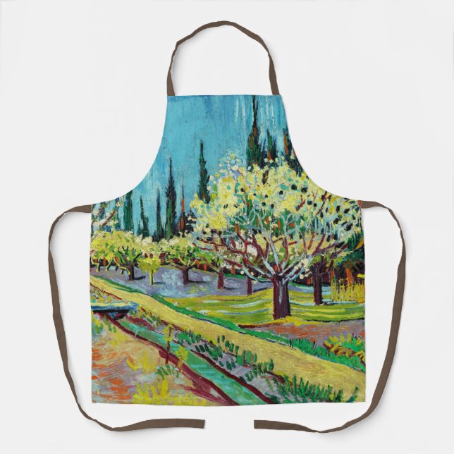 Tablier Van Gogh - Orchard Bordé par Cyprès (Recto)