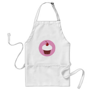 Tablier Vanille Cupcake et rayures roses