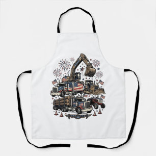 Tablier Véhicules de construction patriotiques T-shirt vin