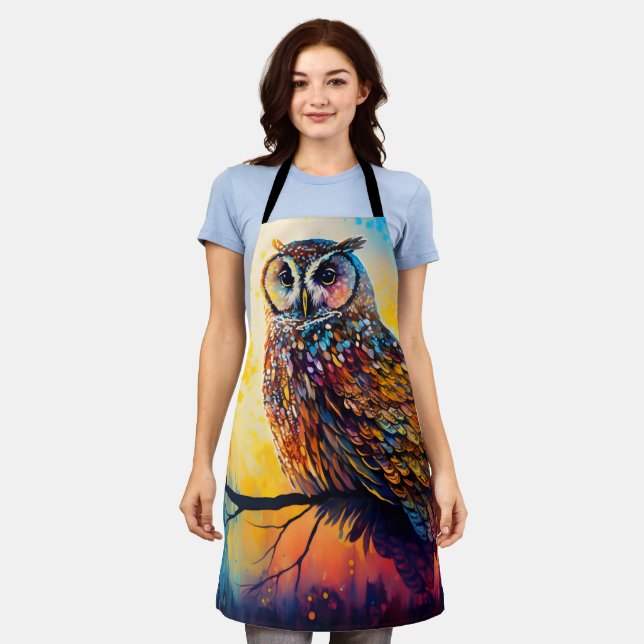 Tablier Veille forestière, habitants de la forêt, hibou (Porté)