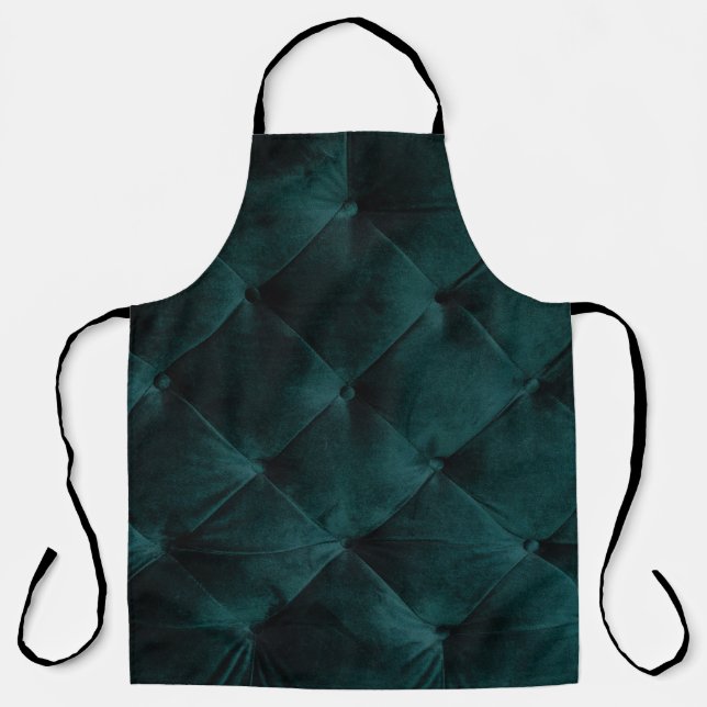 Tablier Velvet Green : Élégance textile malachite (Recto)