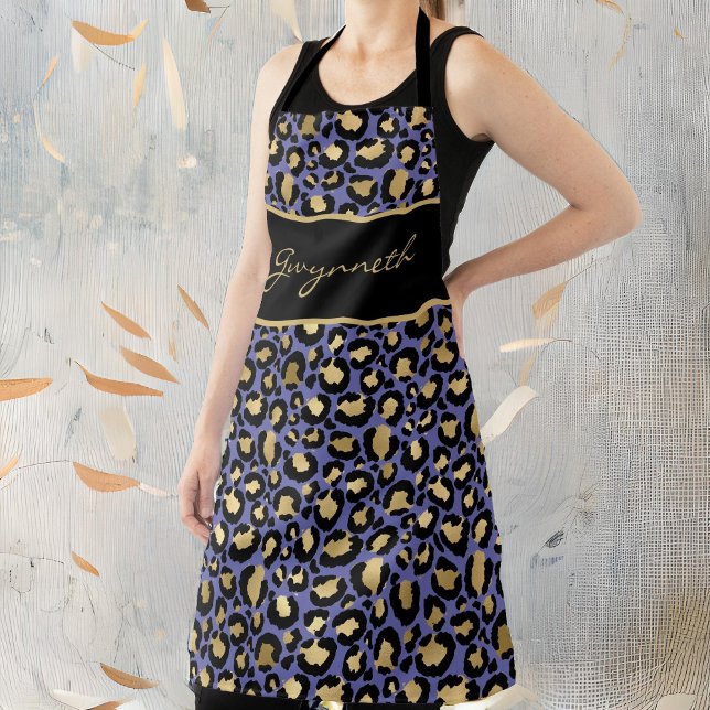 Tablier Veri Peri violet Empreinte de léopard noir avec no (Créateur téléchargé)