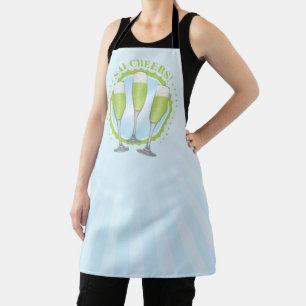 Tablier Verre de Champagne Vert Mimosa Apron