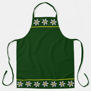 Tablier Vert avec fleurs d'Edelweiss alpin