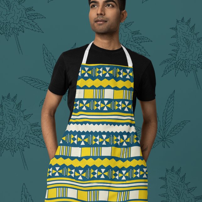 Tablier Vert bleu traditionnel Motif tribal (Apron)