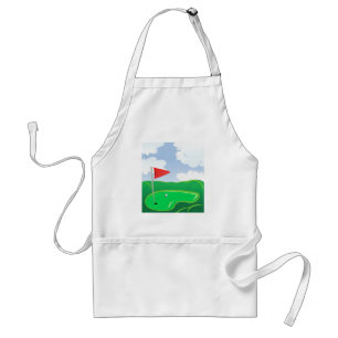 Tablier Vert de golf avec drapeau rouge et balle