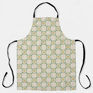 Tablier Vert esthétique À damiers tournesol Motif Y2K