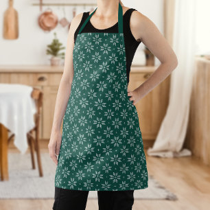 Tablier Vert et blanc Nordic Snowflake Motif Noël