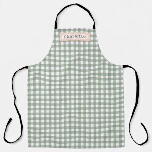 Tablier Vert Plaid mignon Personnalisé