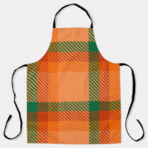 Tablier Vert, rouge, orange et beige Tartan Plaid écossais