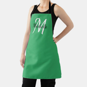 Tablier Vert Simple Monogramme Classic Trendy Apron