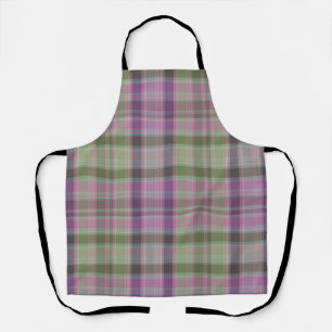 Tablier Vert, tartan classique lilas.