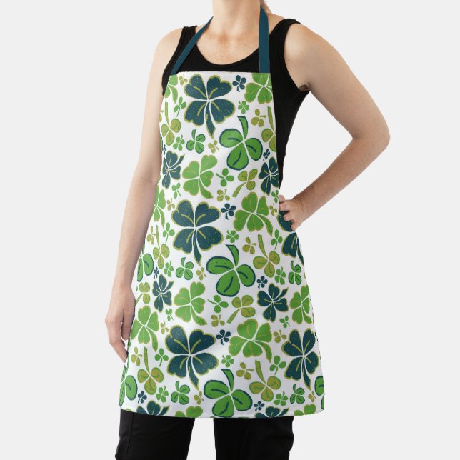 Tablier Verte Lucky Shamrock Clover Saint Patrick`s Day (Insitu)