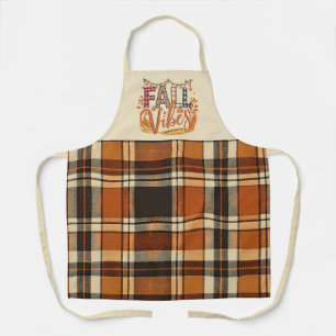 Tablier Vibes D'Automne Tendance Brûlé Orange Plaid Imprim