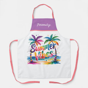 Tablier Vibes d'été Vibrant Palm Trees Océan Personnalisé