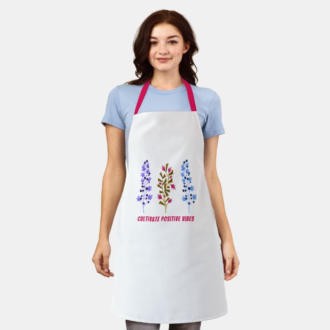 Tablier Vibes Positives Jardin Floral Imprimer Femme Flora (Porté)