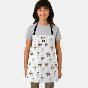 Tablier Vie agricole mignonne Motif animal   Monogramme
