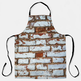 Tablier Vieux mur vintage en briques avec plaste blanc par