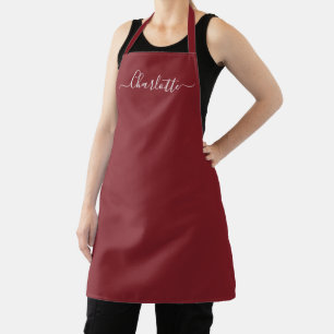 Tablier Vieux nom de script personnalisé en brique rouge c