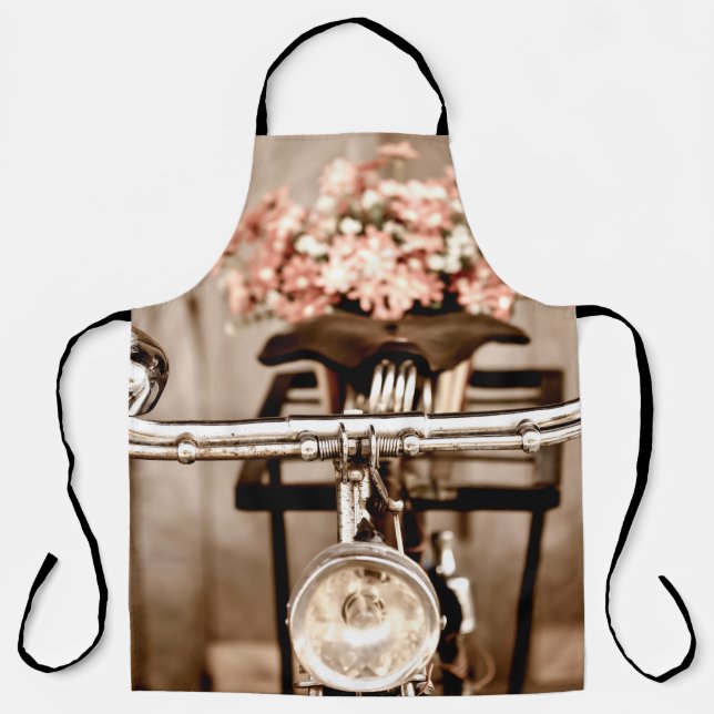 Tablier Vieux vélo et fleurs flou dans le processus arrièr (Recto)
