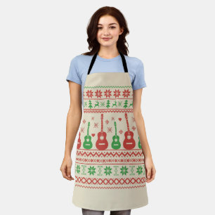 Tablier Vilain joyeux pull de Noël guitare acoustique